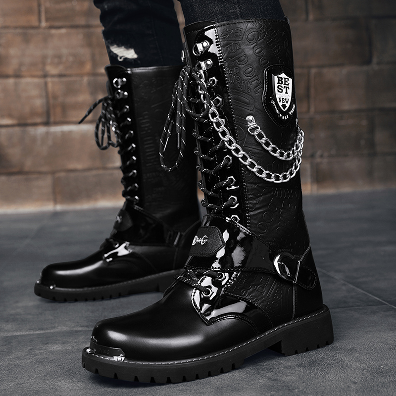 Motorcycle Chain - Herren Plus Size Casual High-Top-Stiefel Frühling