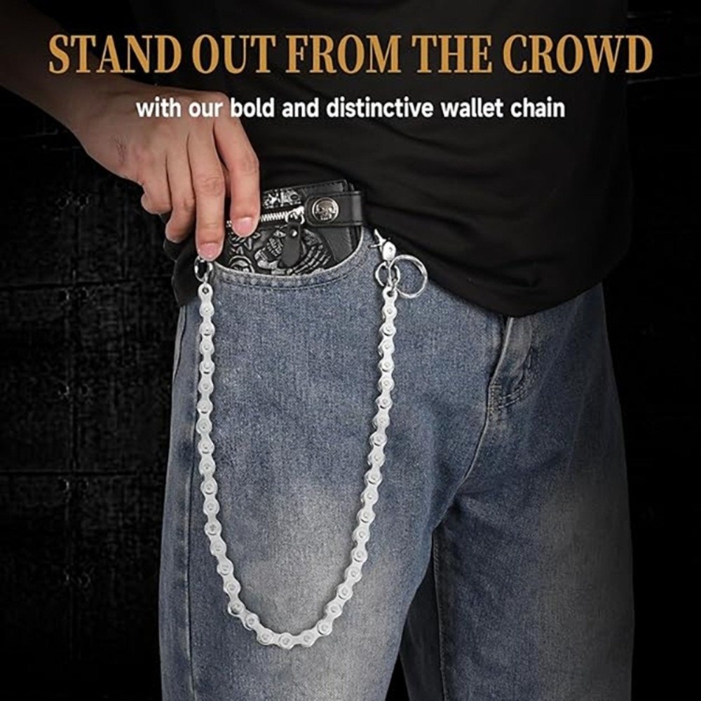 Bicycle Chain - Hip-Hop-Stil Silberne Taillenkette, minimalistische Metall-Hosenkette, Punk-Fahrradkette,