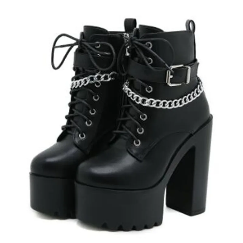 NEUE Gothic Schnalle Stiefelet – Motorcycle Chain Bewertung und Preis